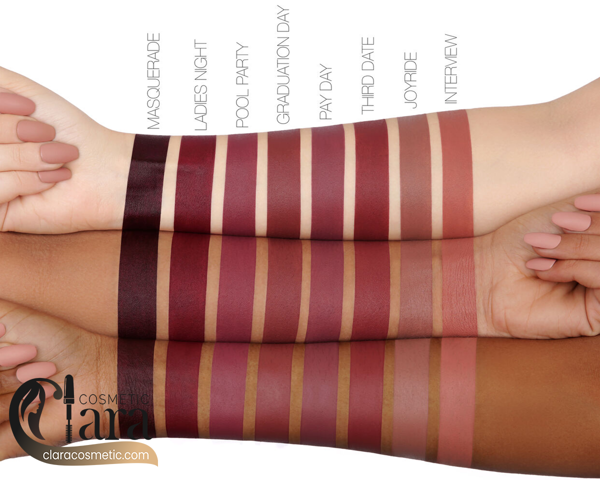 رنگ بندی رژ لب مات هدی بیوتی مدل power bullet matte lipstick؛ کالکشن The Throwback