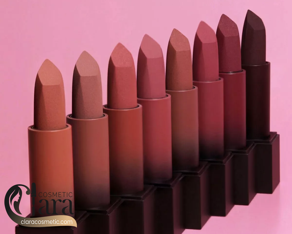 رنگ بندی رژ لب مات هدی بیوتی مدل Power Bullet؛ کالکشن The Rose